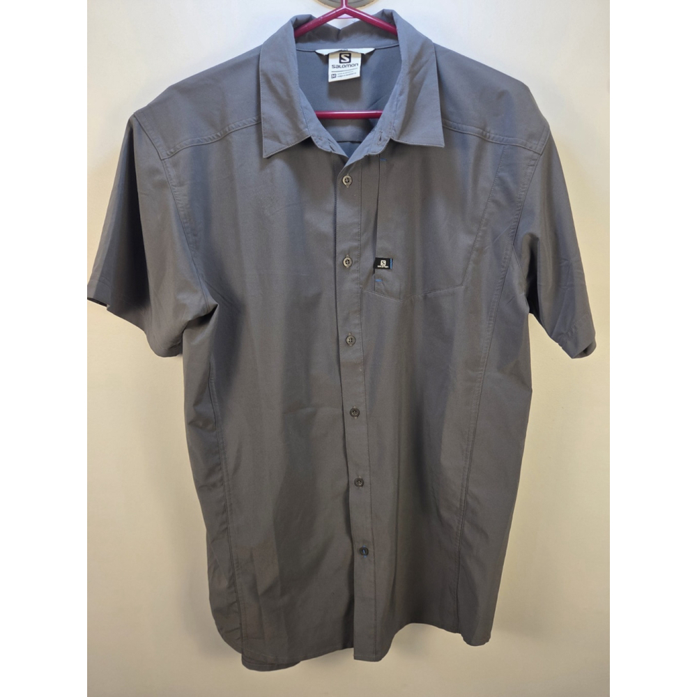 Salomon Men's Shirt Size Medium Gray Short Sleeves Pre-Owned